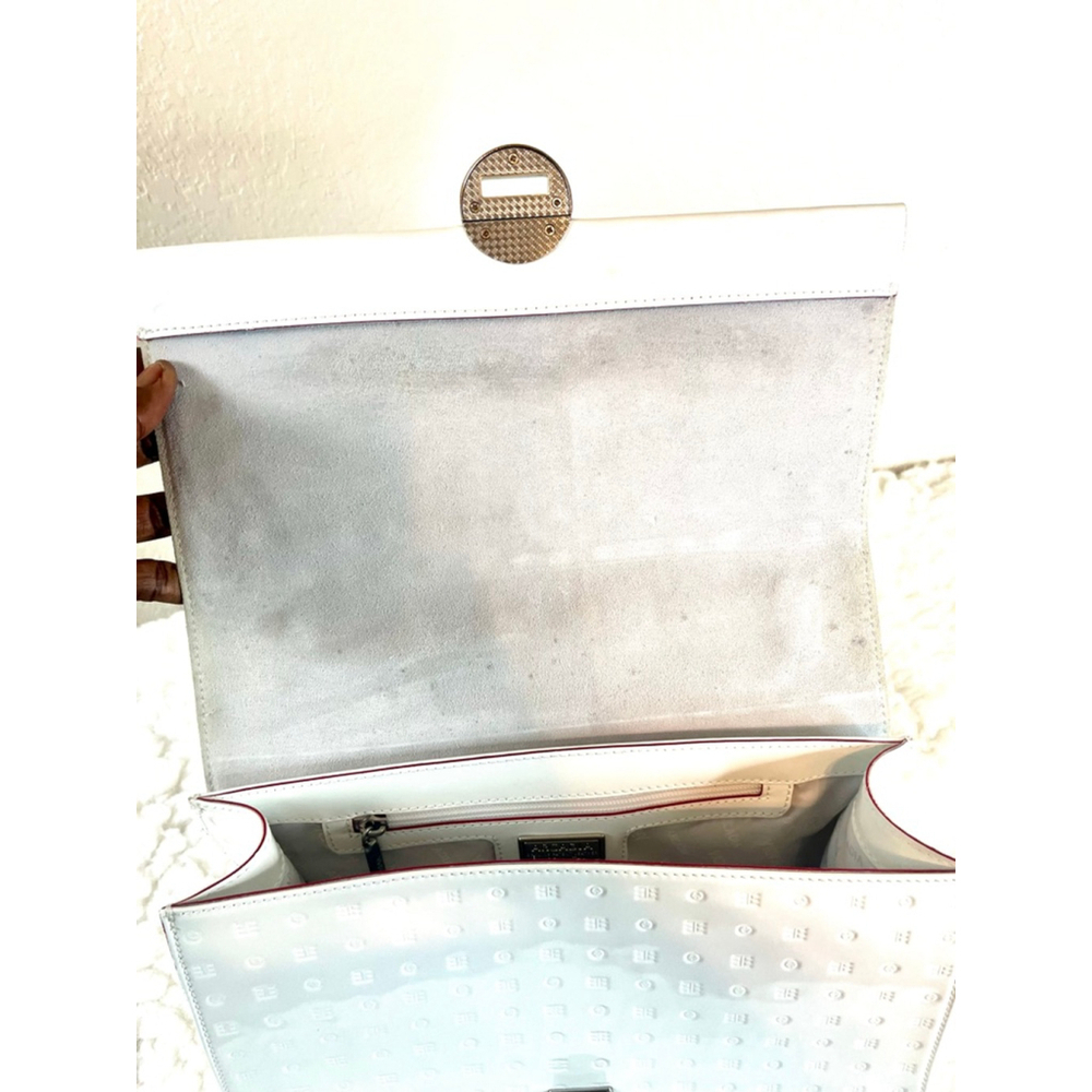 Arcadia White Patent Leather Crossbody Shoulder Bag Purse Large - Picture 8 of 12